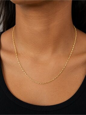 14K Gold-Filled Elongated Link Paperclip Chain Necklace 22” New